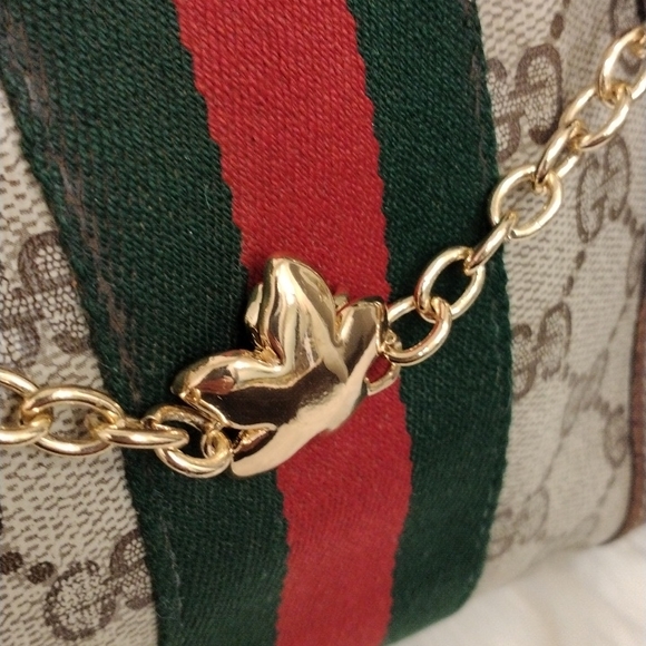 Luxury Purse Chain Camelia Plumeria Flower w Simulated Diamond Gold tone - Picture 11 of 12